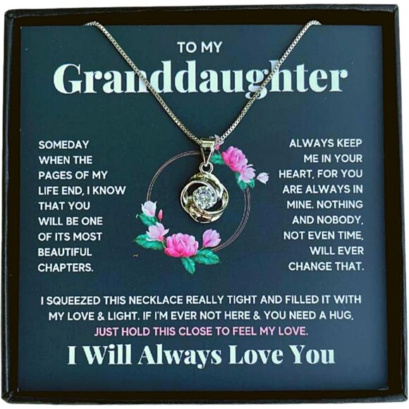 Granddaughter Necklace Gifts from Grandma, Silver Interlocking Hearts, Adjustabl - Picture 1 of 7